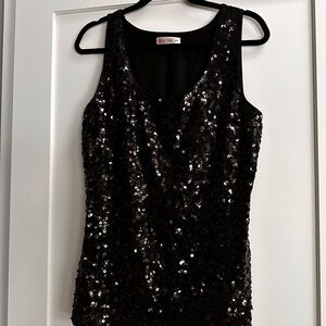 Sparkling Black Sequin Tank Top XXL